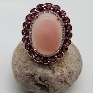 Peruvian, Pink Opal Orissa Rhodolite Garnet. Ring.